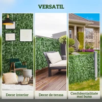 Outsunny Rola de Gard Viu Artificial pentru Balcon și Grădină din PE cu Frunze de Iederă, 300x100 cm, Verde Închis(m-5)