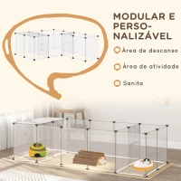 PawHut Cerca para Animais DIY com 20 Painéis e Esteira Parque para Pequenos Animais para Porquinhos-da-Índia e Ouriços 175x70x45 cm Branco(m-5)