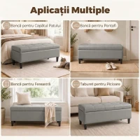 HOMCOM Bancă cu depozitare 136 L, 110x41x42 cm, piele ecologică potrivită pentru animale de companie, gri(m-7)