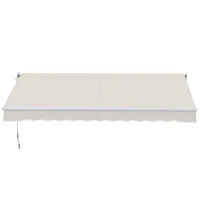 Outsunny Toldo Manual Retrátil com Manivela 200x295 cm Toldo de Parede com Proteção Solar UV50+ e Estrutura de Alumínio Creme(m-9)