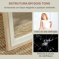 HOMCOM Espelho de Pé 37x157 cm Espelho de Corpo Inteiro com Estrutura de MDF e Suporte Branco e Madeira Clara(m-5)