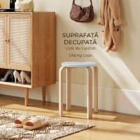 HOMCOM Set 4 Taburete Rotunde Stivuibile din Lemn Gri, Ø40x45 cm(m-8)