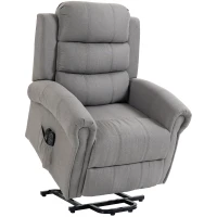 HOMCOM Fotoliu Power-Lift relax cu masaj prin vibrații și funcție de încălzire, fotoliu cu ridicare, port USB, buzunare laterale și telecomandă, Gri deschis(m-1)