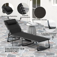 Outsunny Sonnenliege klappbar Gartenliege mit Kopfkissen, Liegestuhl mit 5-Fach verstellbare Rückenlehne bis 120 kg(m-5)