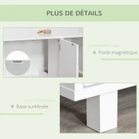 PawHut Maison de toilette pour chat, meuble 2 portes, compartiment griffoir, table d'appoint, 50,5H x 91L x 52l cm, MDF, blanc(m-7)