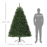 HOMCOM Brad artificial de Crăciun de 195 cm cu 1838 de ramuri și bază din oțel pentru interior, verde(m-3)