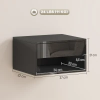 HOMCOM Conjunto de 2 Mesas de Cabeceira Suspensas com Gaveta Prateleira Aberta para Quarto 37x32x21 cm Preto Brilhante(m-3)