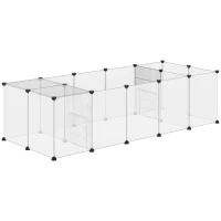 PawHut Țarc Modular pentru Animale cu 20 de Panouri și 2 Uși, din Oțel și PP, 175x70x45 cm, Alb și Negru(m-1)
