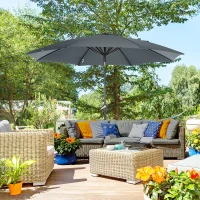Outsunny Chapéu de Sol a Manivela com Teto Inclinável e 8 Hastes de Metal para Pátio Varanda Exterior Ø300x240 cm Cinza(m-10)