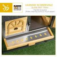 PawHut Conigliera da Esterno a 2 Livelli in Legno di Abete e Acciaio con Vassoio Rimovibile, 120x55.5x80 cm(m-6)
