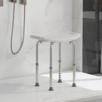 HOMCOM Tabouret de douche chaise de douche pour personnes âgées et handicapées, hauteur réglable, patins antidérapants, chaise de bain en alliage d'aluminium antirouille, blanc(m-2)