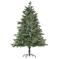 HOMCOM Künstlicher Weihnachtsbaum 150 cm Tannenbaum künstlich mit 444 Spitzen, 3 verschiedenen Blätterformen flammhemmend Christbaum mit Metallständer für drinnen(m-1)