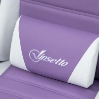 Vinsetto Cadeira Gaming Giratória de Couro PU com Altura Ajustável Inclinável 135° Apoio para a Cabeça 65x63x136-142 cm Branco e Roxo(m-10)
