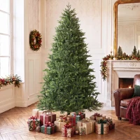 HOMCOM Albero di Natale Artificiale 180cm Folto Realistico, 732 Rami in PE Ignifughi, Base Pieghevole in Legno, Verde(m-2)