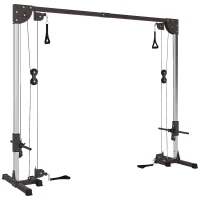 SPORTNOW Crossover-Fitnessgestell, Kabelzugsystem, für 1 oder 2 Personen, Stahl, Kunststoff, Schwarz(m-1)