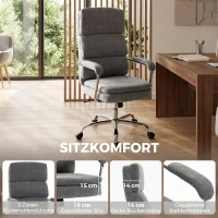 HOMCOM Home Office Bürostuhl, höhenverstellbarer 360° drehbarer Schreibtischstuhl für das Homeoffice, Grau(m-4)