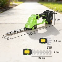 Outsunny 2-in-1 Akku Heckenschere Elektrischer Hecken & Strauchschere mit 20/10cm Schnittlänge, Ladegerät(m-3)