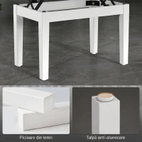 HOMCOM Taburet Pian Reglabil cu Spațiu de Depozitare și Șezut Tapițat, 54,5x33x48-58 cm, Alb(m-7)