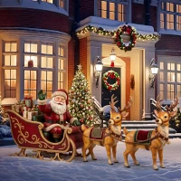Outsunny Moș Crăciun Gonflabil cu Sanie și Reni de 2.4m cu 6 Lămpi LED și Sistem de Umflare pentru Exterior și Interior(m-8)
