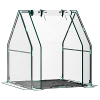 Outsunny Estufa Pequena Porta com Fecho de Correr Base de Tecido PE Impermeável e Estrutura de Aço Estufa  90x90x105 cm Transparente