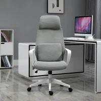 Vinsetto Bürostuhl höhenverstellbarer Drehstuhl Massagesessel ergonomischer Chefsessel mit Massagefunktion Gamingstuhl Nylon Grau 62 x 60 x 114-122 cm(m-10)