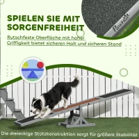 PawHut Hundewippe Aqulity-Wippe Hundesportwippe, 180 x 30 x 30 cm, Grau + Braun(m-5)