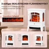 HOMCOM Elektrokamin freistehend mit 3-Seiten-Panorama, elektrischer Kamin, 39x24x57 cm Weiß(m-4)