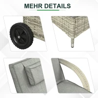 Outsunny Sonnenliege 3er-Set verstellbar Gartenliege Set mit Tisch Gartenmöbel aus Polyrattan Grau(m-4)