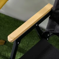 Outsunny Scaun pentru Exterior Pliabil cu Brațe, Șezut din Material Oxford și Oțel, Negru(m-8)