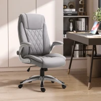 Vinsetto Bürostuhl Ergonomischer Drehstuhl Computerstuhl mit Wippfunktion höhenverstellbar mit Kopfstütze und gepolsterte Armlehnen Kunstleder Grau 70 x 71 x 113–121 cm(m-2)