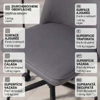 HOMCOM Scaun de birou reglabil pe înălțime cu funcție de balansare, tapițerie din material catifelat, gri(m-9)