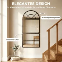HOMCOM Bogen Wandspiegel 120 x 54 cm Fenster Hängespiegel 3 Teiliger Großer Spiegel für Schlafzimmer Wohnzimmer(m-4)