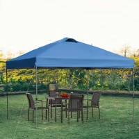 Outsunny Garten-Pavillon, Faltpavillon, Festzelt, Gartenzelt inkl. Heringe Abspannseile, Oxfordstoff, 2,99 x 2,99 x 2,64 m, Blau(m-10)