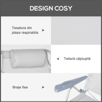Outsunny Set 2 Scaune de Camping Pliabile și Reclinabile pe 6 Niveluri, din Aluminiu și Spumă, 62x65x80 cm, Gri Deschis(m-6)