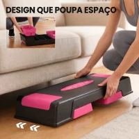 SPORTNOW Step Aeróbico Step para Fitness com Altura Ajustável 12/17,5/22,5 cm Suporta 250 kg para Casa ou Ginásio Rosa(m-7)