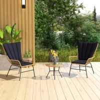 Outsunny Bistro-Set Balkonmöbel-Set Balkonmöbel, Boho-Stil, wetterbeständig, 76 x 66 x 96 cm, Schwarz(m-10)