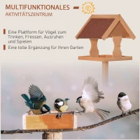 PawHut Vogelfutterhaus mit Ständer wetterfestes Dach Holz Vogelhaus Futterhaus Vogelständer Spielstand für den Aussenbereich Natur 55 x 55 x 144 cm(m-6)