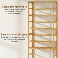 HOMCOM Raft din Lemn de Bambus cu 6 Niveluri și Polițe Reglabile, 60x26x161 cm, Lemn Natural(m-6)