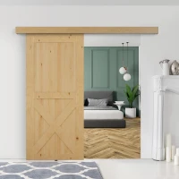 HOMCOM Kit de Herrajes para Puerta Corredera 200 cm con Riel de Aleación de Aluminio Carga 75 kg Marrón(m-10)
