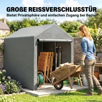 Outsunny Gartenschuppen, Lagerzelt, robust & wetterfest, Stahlrahmen, 1,2x1,8x1,6m, Hellgrau(m-6)