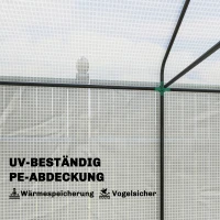 Outsunny Gewächshaus Treibhaus Frühbeet, wetterbeständig, aufrollbare Tür, 200 x 200 x 140 cm, Weiß, Dunkelgrün(m-4)