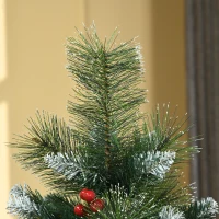 HOMCOM Árvore de Natal Artificial 150cm Ignífugo com 360 Ramos 38 Bagas Folhas de PVC Base Dobrável e Suporte Metálico Verde(m-8)