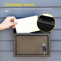 HOMCOM Briefkasten Wandbriefkasten Postkasten abschließbar mit Kassenschublade Funktion inkl. 2 Schlüssel Stahl Schwarz 25 x 7,7 x 18,5 cm(m-5)