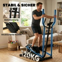 SPORTNOW Crosstrainer für Zuhause Ellipsentrainer mit Bluetooth App-Kompatibilität 8 Widerstandsstufe Schwungrad LCD-Monitor Grau(m-8)