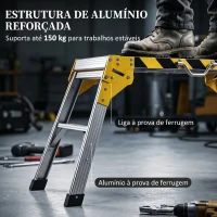 HOMCOM Banco de Trabalho Antiderrapante Suporte de Ferramentas Dobrável em Alumínio com Pega 150 kg 110x32x50 cm Preto(m-4)