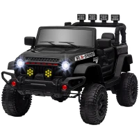 AIYAPLAY Carro Elétrico para Crianças com Bateria de 12V Controlo Remoto Faróis LED Buzina e Música 100x63x65 cm Preto(m-11)