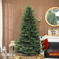 HOMCOM Árvore de Natal Artificial 210 cm com 2322 Ramos Densos Suporte Metálico Dobrável para Interior Verde(m-10)