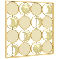 HOMCOM Decoração de Parede Metálica de Fases Lunares com 16 Discos para Sala Quarto Corredor 67,9x67,9 Dourado(m-11)