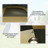 Outsunny Campingzelt für 4 Personen, wasserdicht Tunnelzelt mit 2 Türen Haken Packtasche 3,45 x 2,4 x 1,3 m Hellblau(m-7)