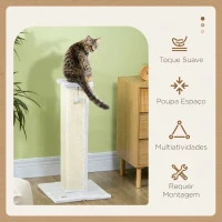 PawHut Poste Arranhador para Gatos 81 cm com Sisal e Bola Suspensa, 41x41x81 cm, Branco(m-4)